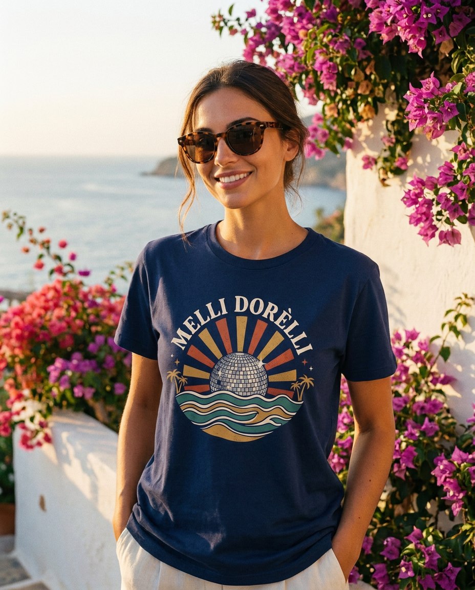 Melli Dorèlli — Riviera logo tee, navy